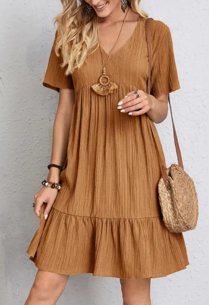 Vestido de Verano Relajado con Escote en V