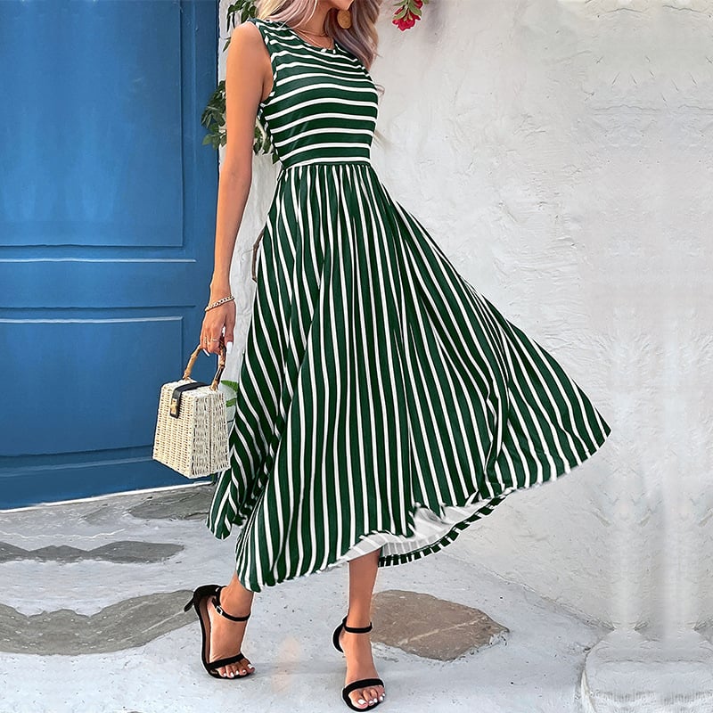 Vestido Sin Mangas a Rayas de Elegancia Veraniega