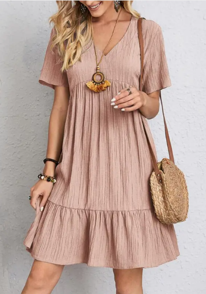 Vestido de Verano Relajado con Escote en V