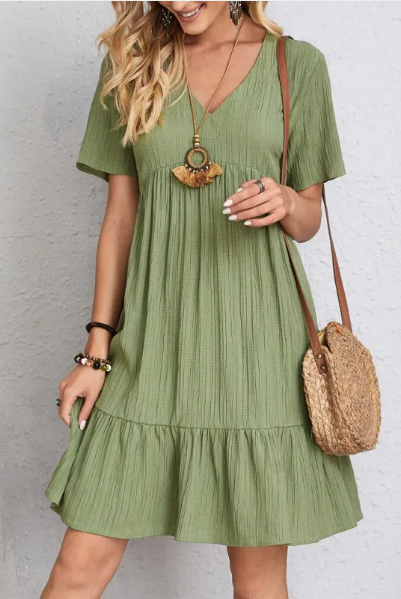 Vestido de Verano Relajado con Escote en V