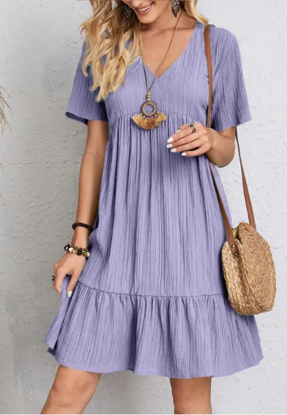 Vestido de Verano Relajado con Escote en V