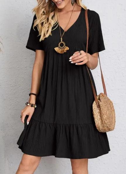 Vestido de Verano Relajado con Escote en V